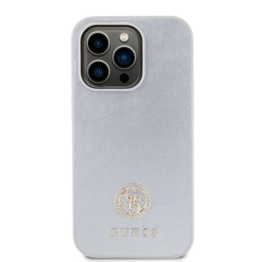 Etui til Apple iPhone 15 Pro, Guess, Strass Metal Logo, Sølvfarvet