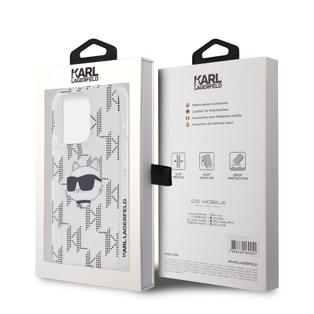 Cover til Apple iPhone 15 Pro, Karl Lagerfeld, IML Electroplated Choupette Head, Gennemsigtig