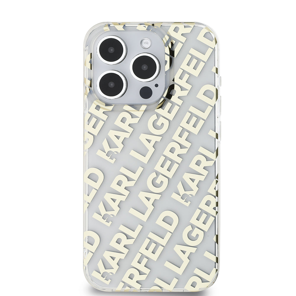 Etui til Apple iPhone 15 Pro, Karl Lagerfeld, IML Electroplated Repeated Logo, Gylden