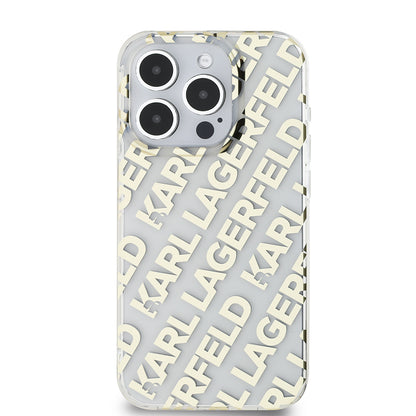 Etui til Apple iPhone 15 Pro, Karl Lagerfeld, IML Electroplated Repeated Logo, Gylden