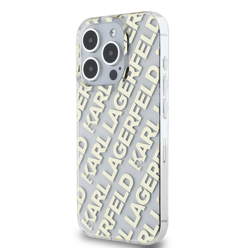 Etui til Apple iPhone 15 Pro, Karl Lagerfeld, IML Electroplated Repeated Logo, Gylden