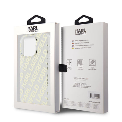 Etui til Apple iPhone 15 Pro, Karl Lagerfeld, IML Electroplated Repeated Logo, Gylden