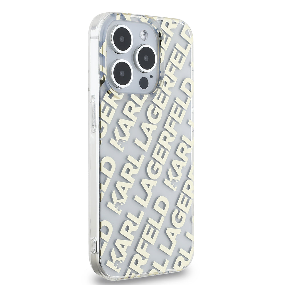 Etui til Apple iPhone 15 Pro, Karl Lagerfeld, IML Electroplated Repeated Logo, Gylden