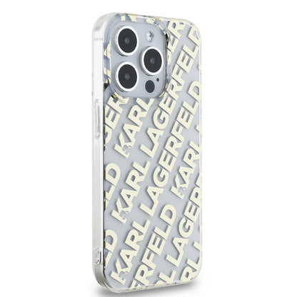 Etui til Apple iPhone 15 Pro, Karl Lagerfeld, IML Electroplated Repeated Logo, Gylden