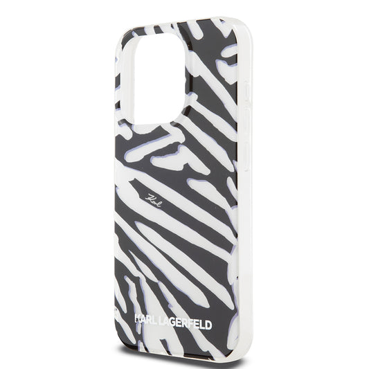 Etui til Apple iPhone 15 Pro, Karl Lagerfeld, IML Luxury Zebra Pattern with Strap, Sort