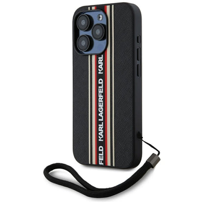 Etui til Apple iPhone 15 Pro, Karl Lagerfeld, Saffiano Athleisure Stripes med Strop, Rosie