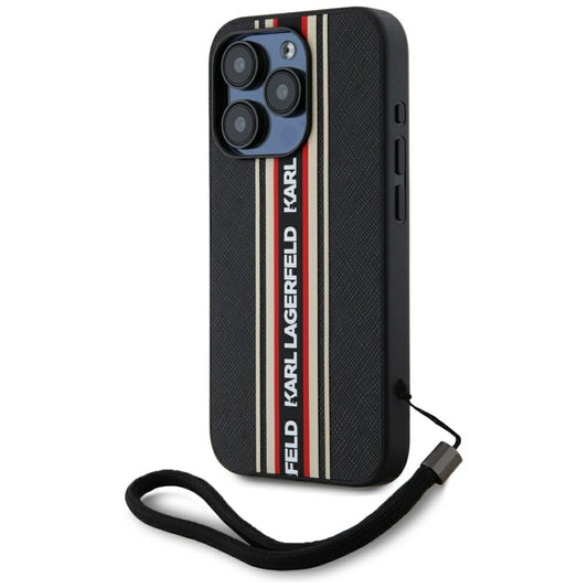 Etui til Apple iPhone 15 Pro, Karl Lagerfeld, Saffiano Athleisure Stripes med Strop, Rosie