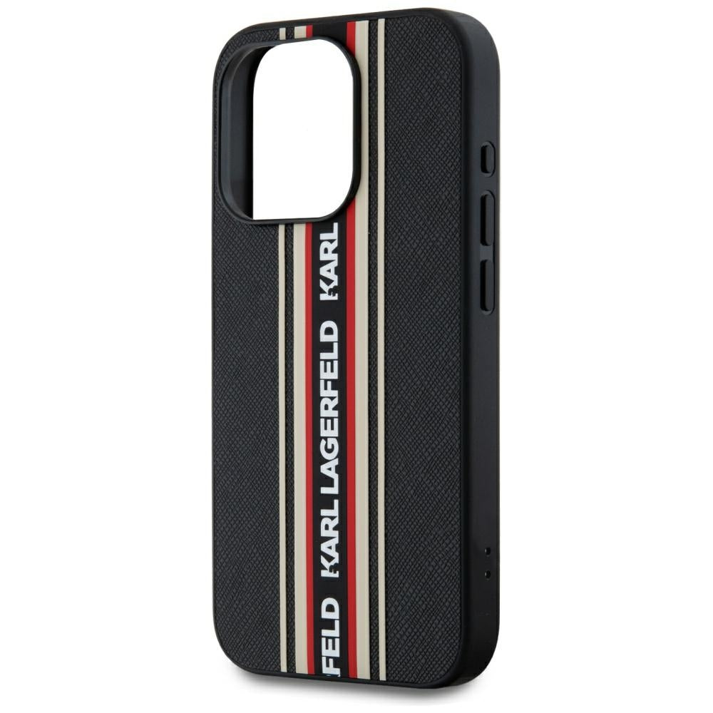 Etui til Apple iPhone 15 Pro, Karl Lagerfeld, Saffiano Athleisure Stripes med Strop, Rosie