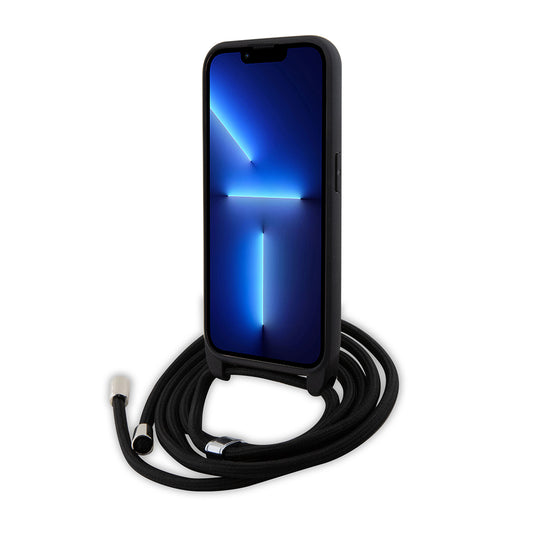 Etui til Apple iPhone 15 Pro, Karl Lagerfeld, Saffiano Crossbody Monogram Metal Pin Karl, Sort