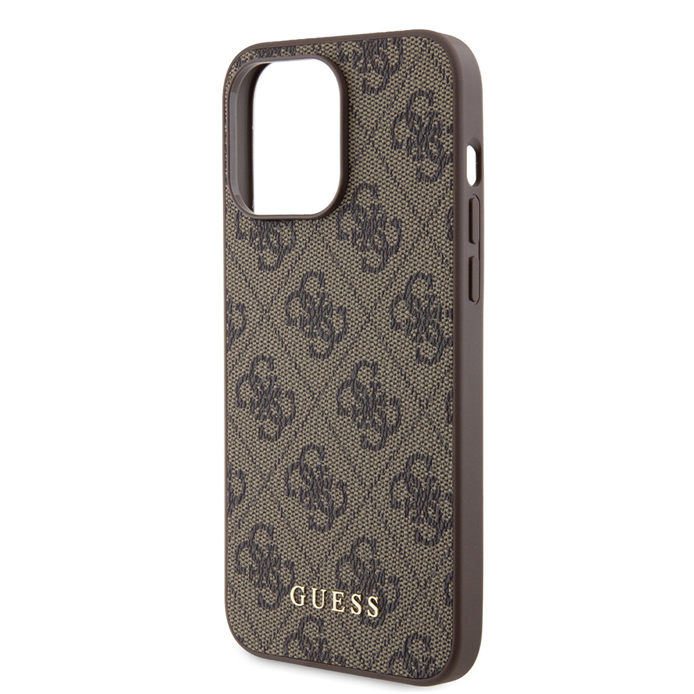 Etui til Apple iPhone 15 Pro Max, Guess, 4G Metal Gold Logo, Brun