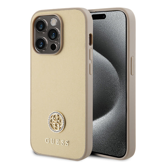 Etui til Apple iPhone 15 Pro Max, Guess, 4G Strass Metal Logo, Gylden