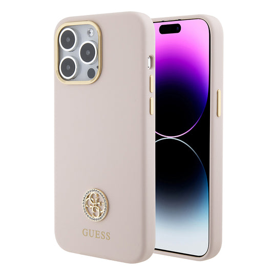 Etui til Apple iPhone 15 Pro Max, Guess, 4G Strass Metal Logo, Pink