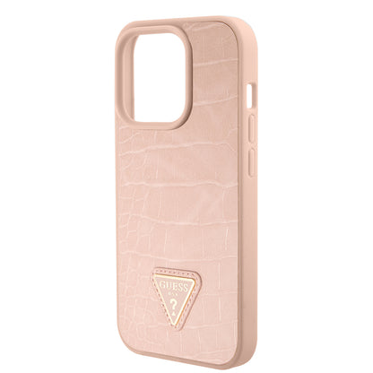 Etui til Apple iPhone 15 Pro Max, Guess, Croco Triangle Metal Logo, Pink