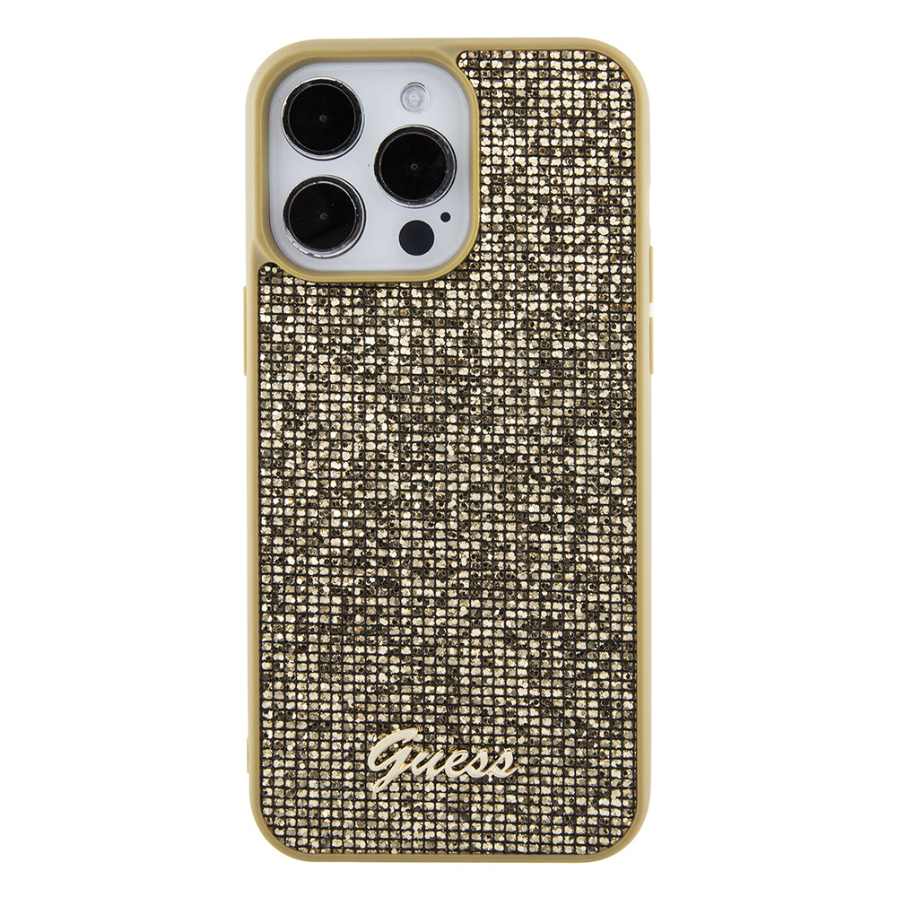 Etui til Apple iPhone 15 Pro Max, Guess, Disco Metal Script, Gylden