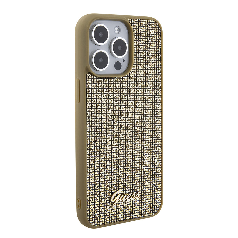 Etui til Apple iPhone 15 Pro Max, Guess, Disco Metal Script, Gylden