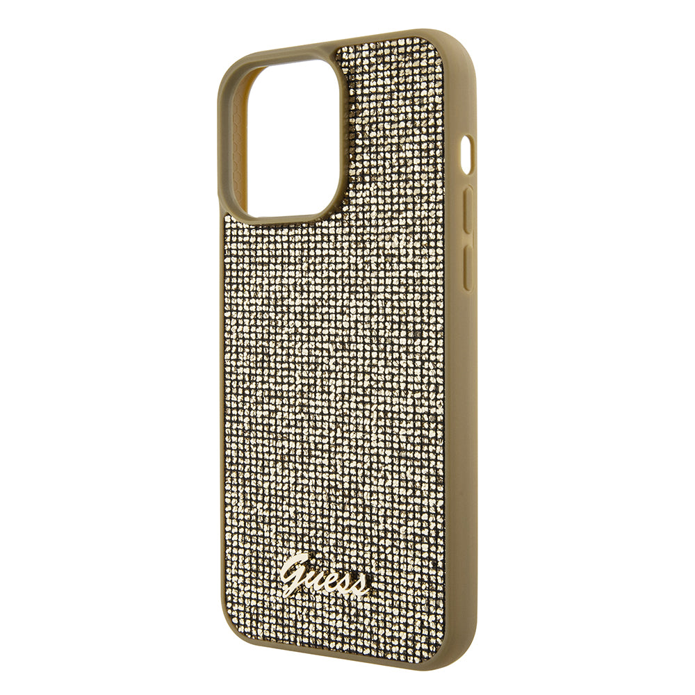 Etui til Apple iPhone 15 Pro Max, Guess, Disco Metal Script, Gylden