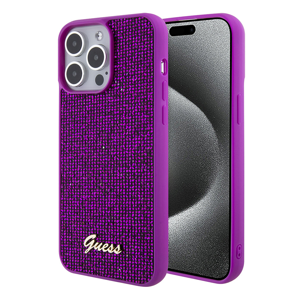 Etui til Apple iPhone 15 Pro Max, Guess, Disco Metal Script, Fuchsia