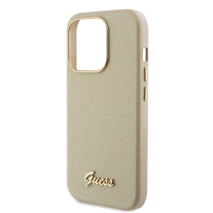Etui til Apple iPhone 15 Pro Max, Guess, Glitter Glossy Script, Beige