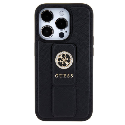 Etui til Apple iPhone 15 Pro Max, Guess, Grip Stand 4G Saffiano Strass, Sort