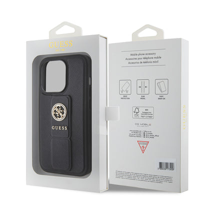 Etui til Apple iPhone 15 Pro Max, Guess, Grip Stand 4G Saffiano Strass, Sort