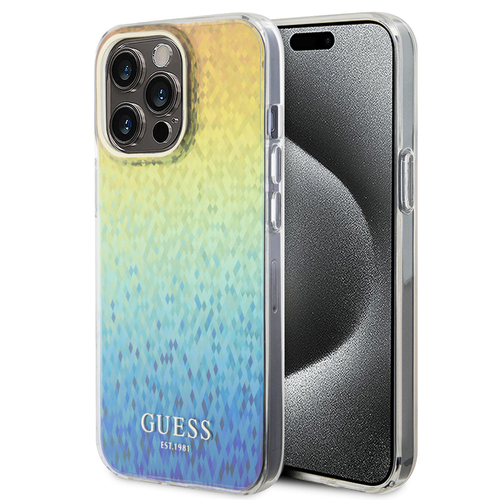 Etui til Apple iPhone 15 Pro Max, Guess, IML Faceted Mirror Disco Iridescent, Flerfarvet