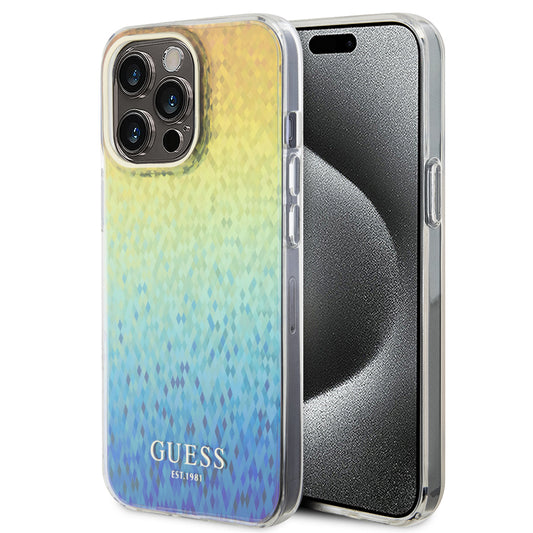 Etui til Apple iPhone 15 Pro Max, Guess, IML Faceted Mirror Disco Iridescent, Flerfarvet