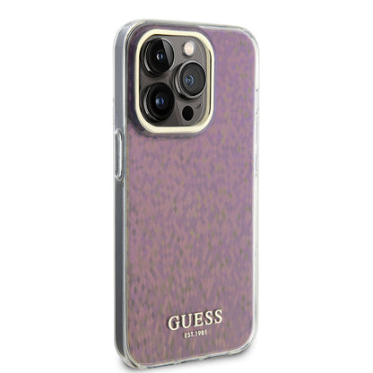 Case for Apple iPhone 15 Pro Max, Guess, IML Faceted Mirror Disco Iridescent, Pink