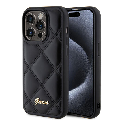 Etui til Apple iPhone 15 Pro Max, Guess, Quilted Metal Logo, Sort
