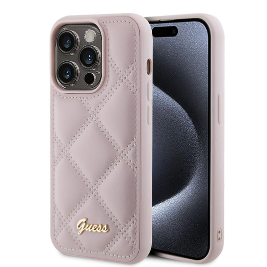Etui til Apple iPhone 15 Pro Max, Guess, Quilted Metal Logo, Pink