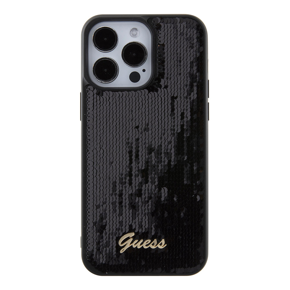 Etui til Apple iPhone 15 Pro Max, Guess, Sequin Script Logo, Sort GUHCP15XPSFDGSK