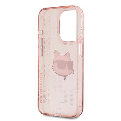 Etui til Apple iPhone 15 Pro Max, Karl Lagerfeld, IML Luxury Monogram Choupette's Head, Pink