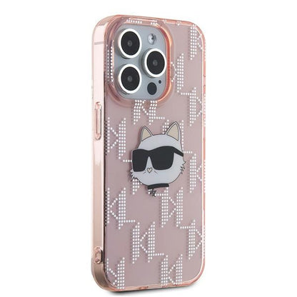 Etui til Apple iPhone 15 Pro Max, Karl Lagerfeld, IML Luxury Monogram Choupette's Head, Pink