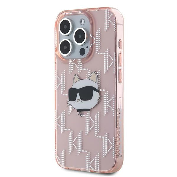 Etui til Apple iPhone 15 Pro Max, Karl Lagerfeld, IML Luxury Monogram Choupette's Head, Pink