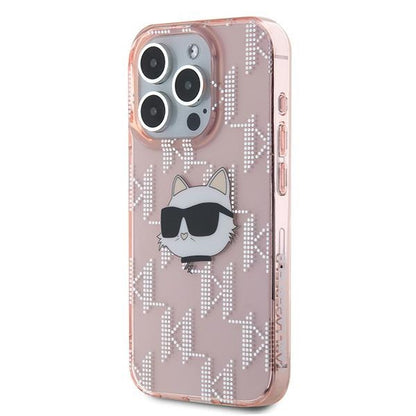 Etui til Apple iPhone 15 Pro Max, Karl Lagerfeld, IML Luxury Monogram Choupette's Head, Pink