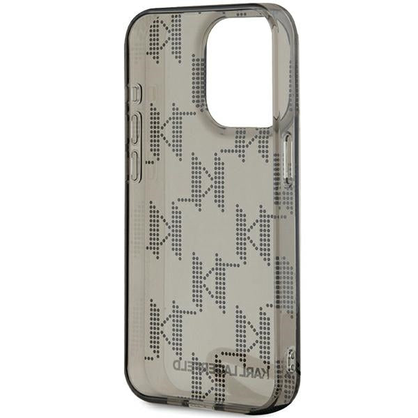 Etui til Apple iPhone 15 Pro Max, Karl Lagerfeld, IML Luxury Monogram KL Mønster med Strop, Sort
