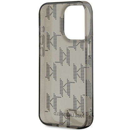 Etui til Apple iPhone 15 Pro Max, Karl Lagerfeld, IML Luxury Monogram KL Mønster med Strop, Sort