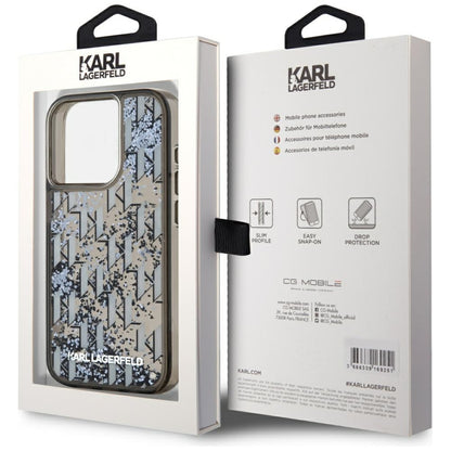 Etui til Apple iPhone 15 Pro Max, Karl Lagerfeld, Liquid Glitter Monogram, Sort