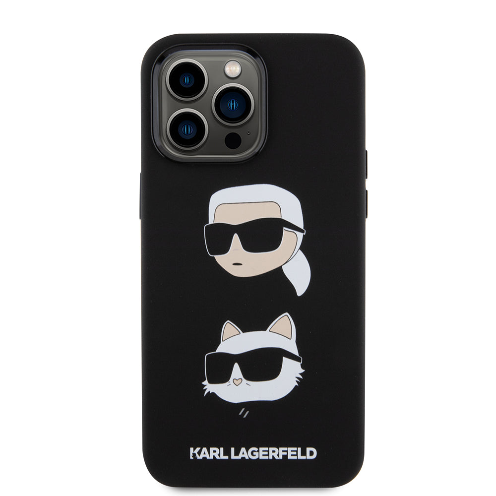 Etui til Apple iPhone 15 Pro Max, Karl Lagerfeld, Silicone Karl & Choupette Heads, Sort