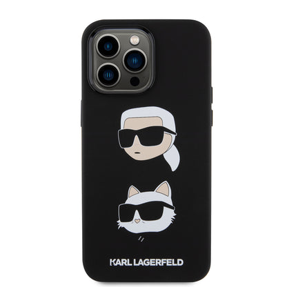 Etui til Apple iPhone 15 Pro Max, Karl Lagerfeld, Silicone Karl & Choupette Heads, Sort