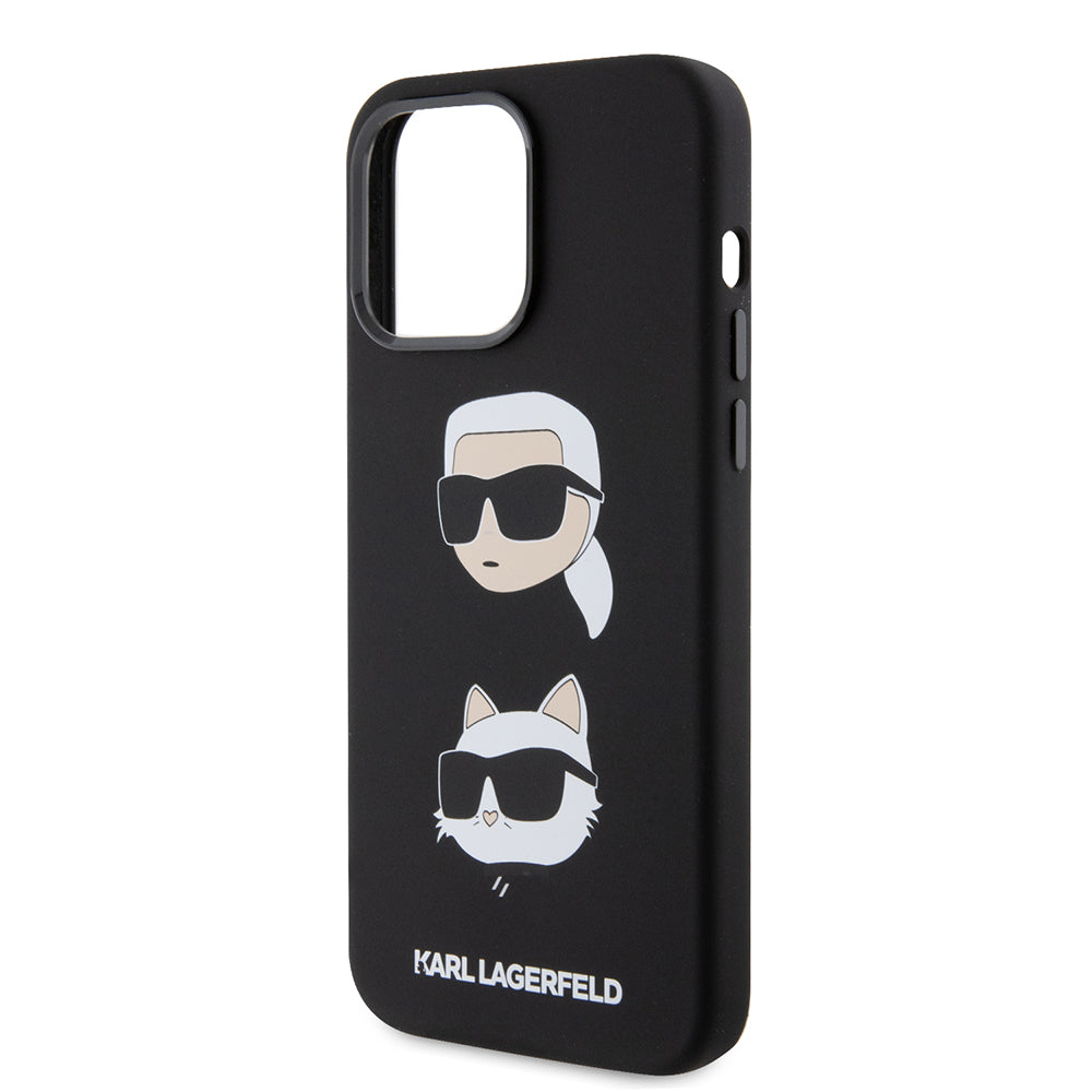 Etui til Apple iPhone 15 Pro Max, Karl Lagerfeld, Silicone Karl & Choupette Heads, Sort