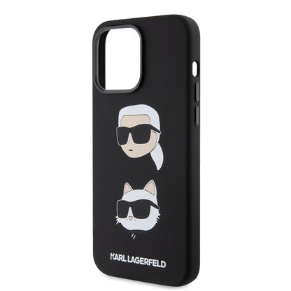 Etui til Apple iPhone 15 Pro Max, Karl Lagerfeld, Silicone Karl & Choupette Heads, Sort