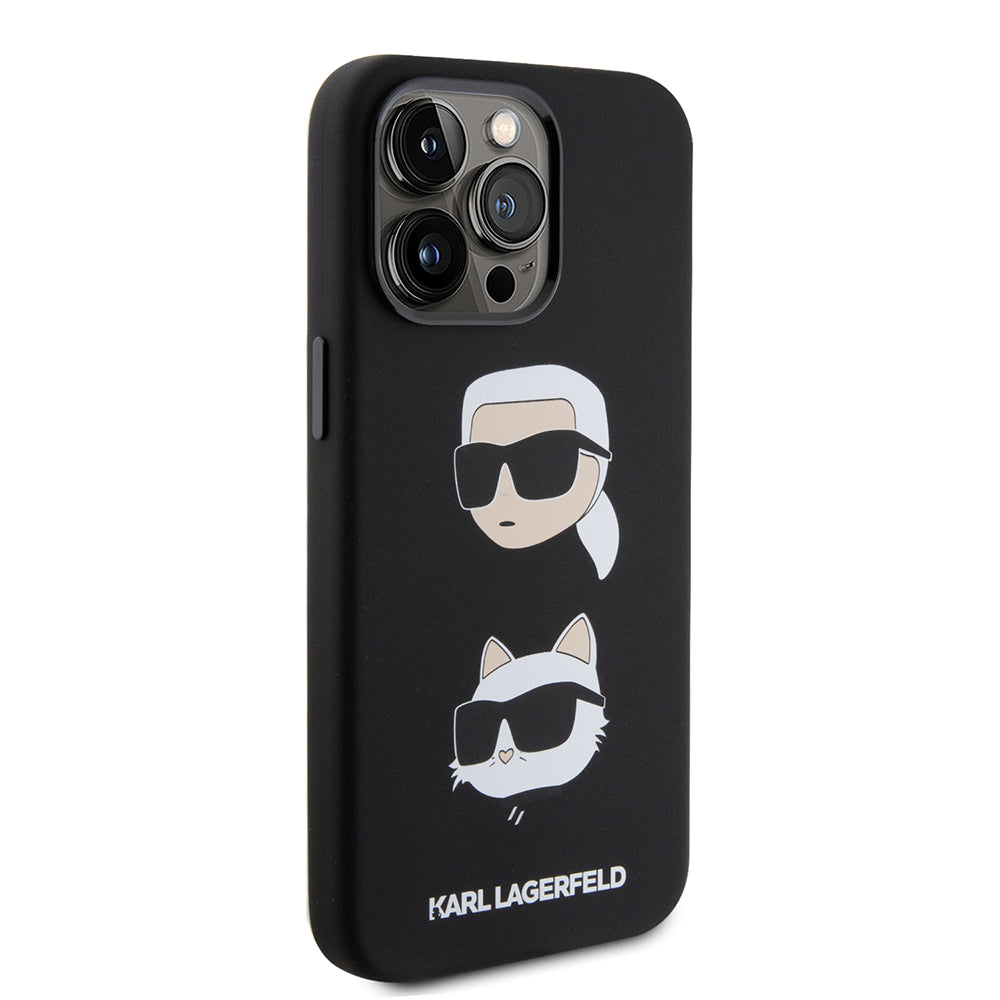 Etui til Apple iPhone 15 Pro Max, Karl Lagerfeld, Silicone Karl & Choupette Heads, Sort