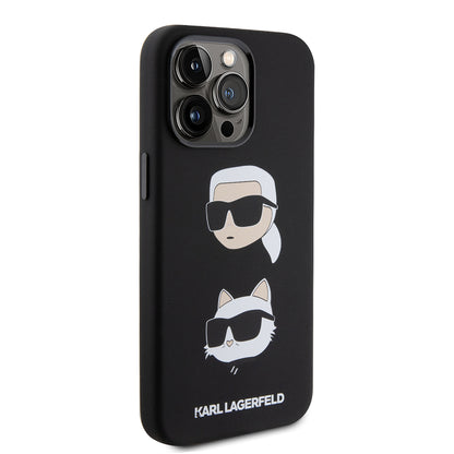 Etui til Apple iPhone 15 Pro Max, Karl Lagerfeld, Silicone Karl & Choupette Heads, Sort