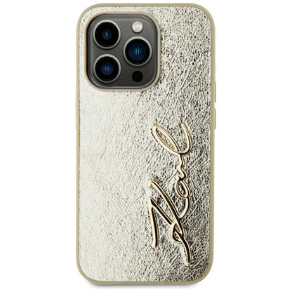 Etui til Apple iPhone 15 Pro Max, Karl Lagerfeld, Metal Signature, Gylden