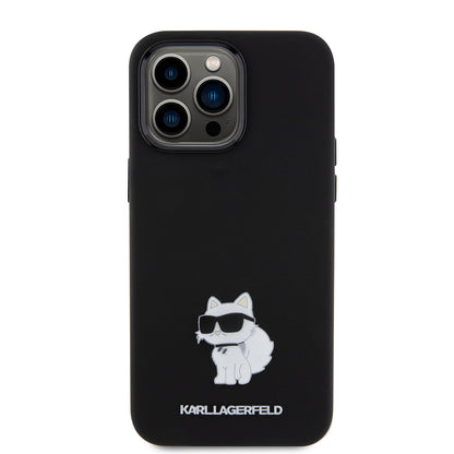 Etui til Apple iPhone 15 Pro Max, Karl Lagerfeld, Silicone Choupette Metal, Sort
