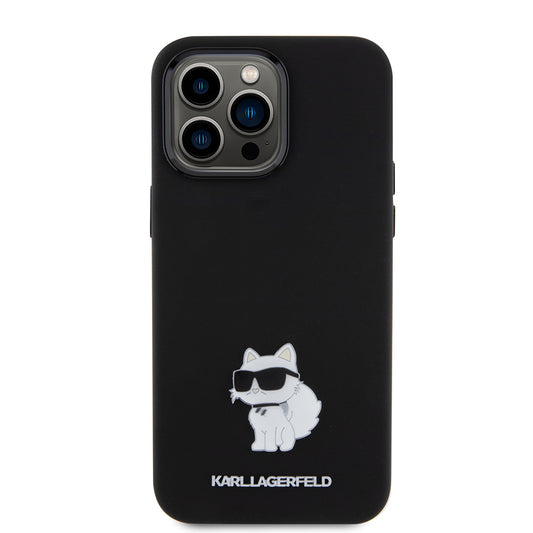 Etui til Apple iPhone 15 Pro Max, Karl Lagerfeld, Silicone Choupette Metal, Sort