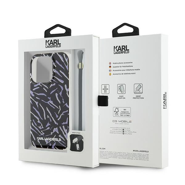 Etui til Apple iPhone 15 Pro Max, Karl Lagerfeld, Zebra with Cord Strap, Lilla