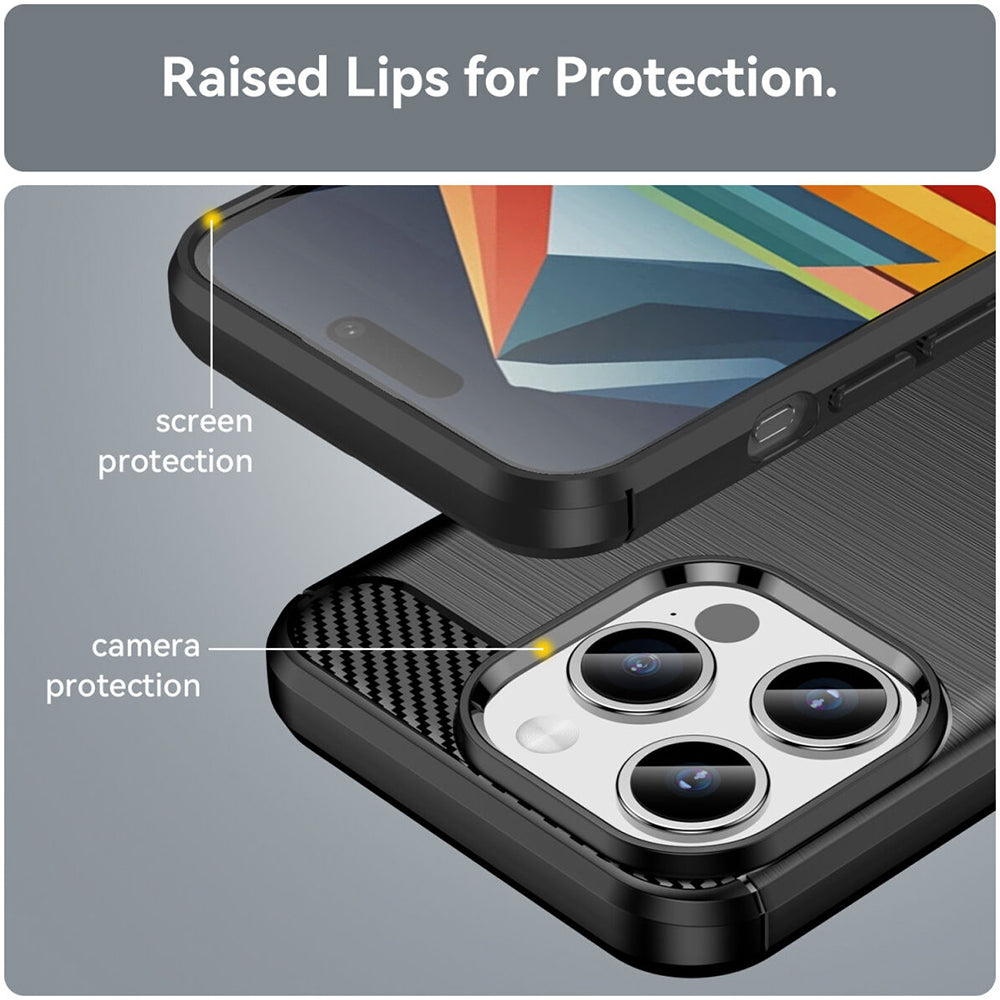 Cover til Apple iPhone 15 Pro Max, Techsuit, Carbon, Sort