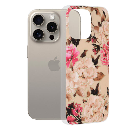 Cover til Apple iPhone 15 Pro Max, Techsuit, Marble, Beige