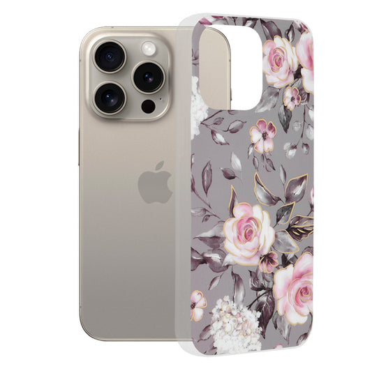 Cover til Apple iPhone 15 Pro Max, Techsuit, Marble, Grå